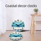 Blue Wall Clocks Battery Operated Silent Non-Ticking, Vintage Round Rustic Coastal Nautical Clock Decorative for Home Kitchen Living Room Office Bathroom Bedroom(10 Inch)